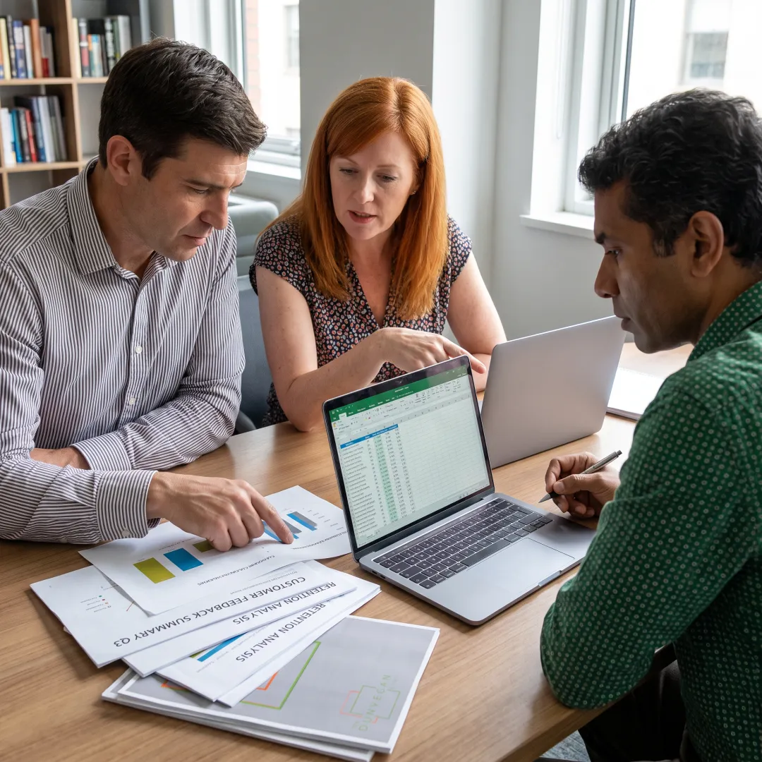 Business leaders discussing customer retention strategy