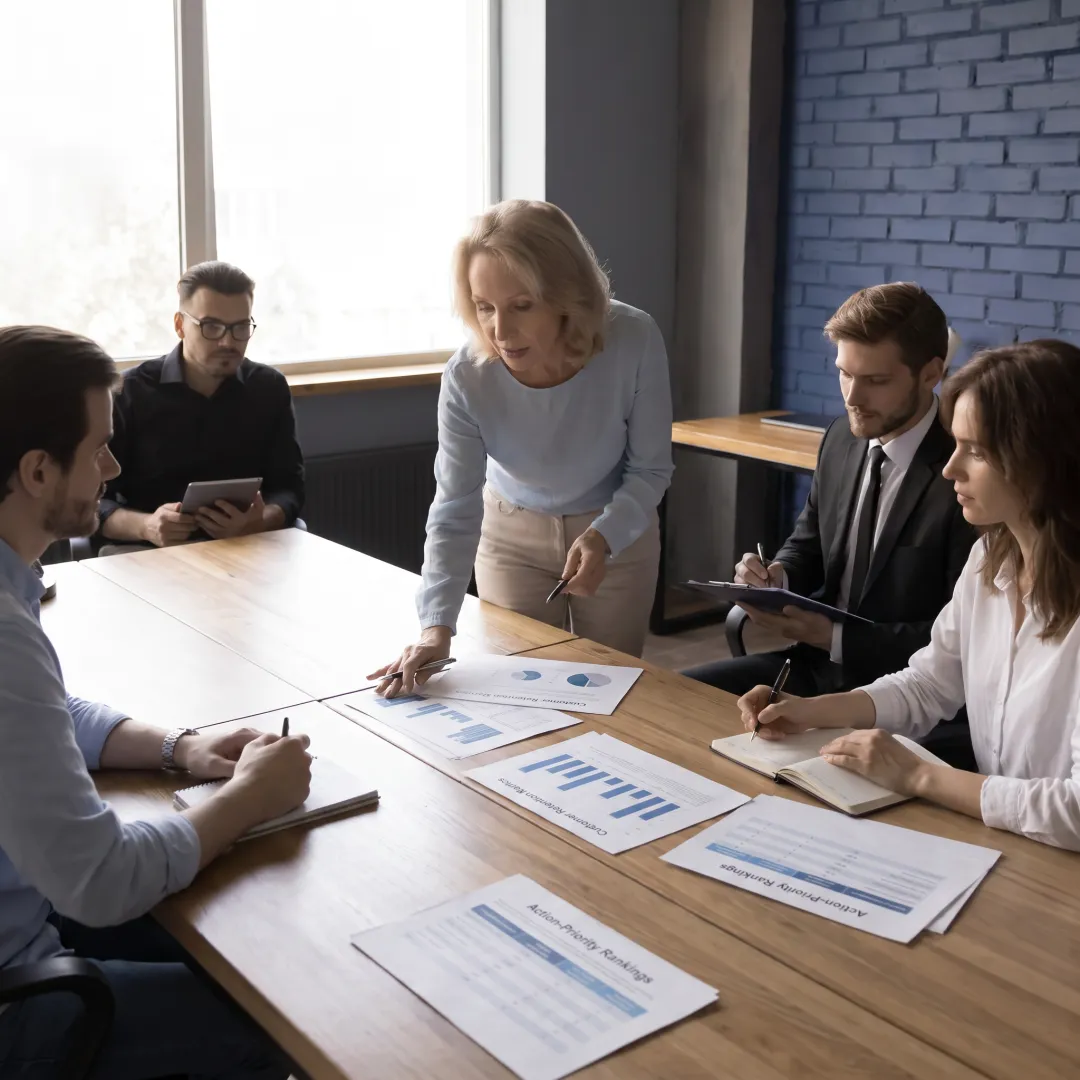 Consultant presenting customer retention strategy