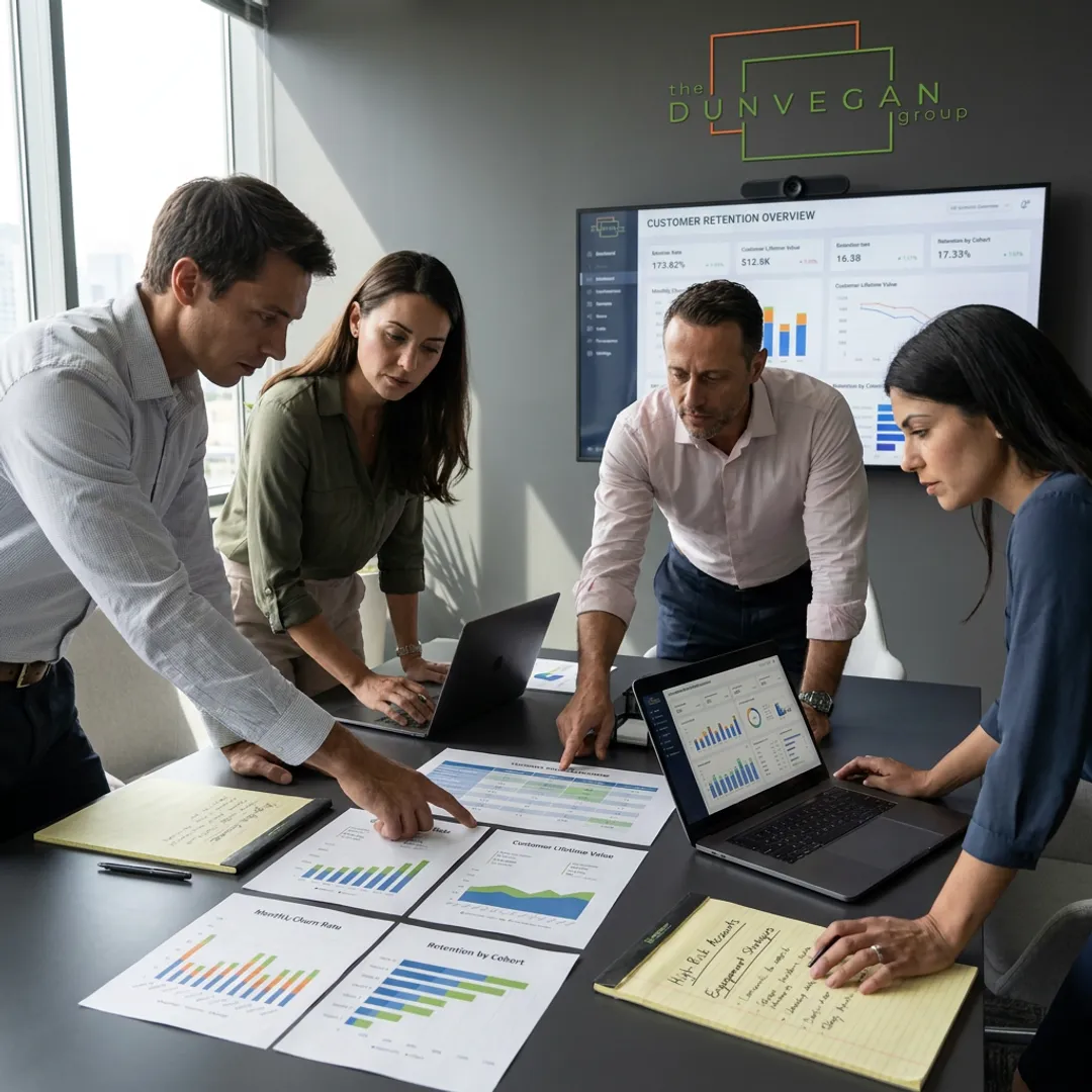 Business leaders reviewing market research findings