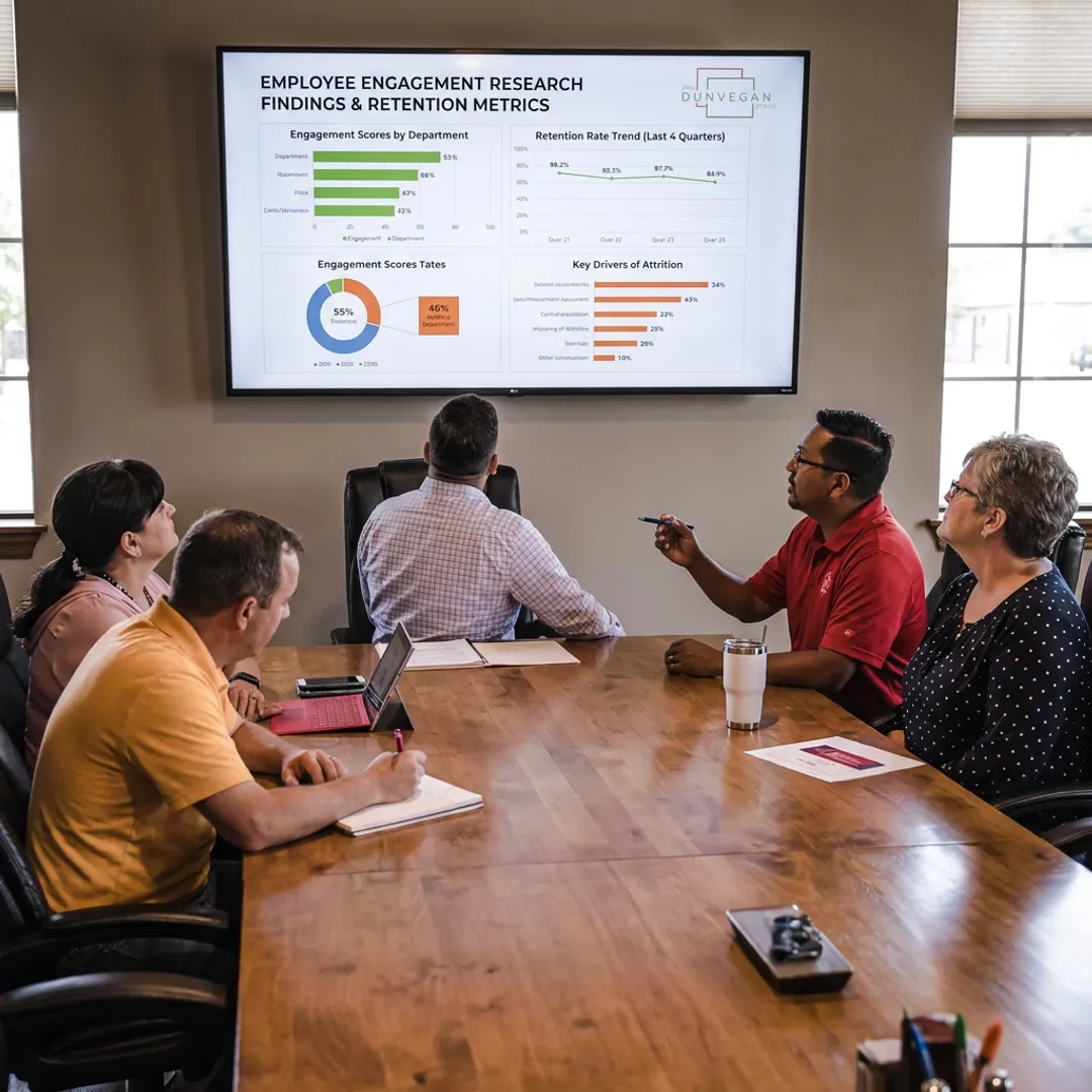 Business leaders discussing employee engagement insights