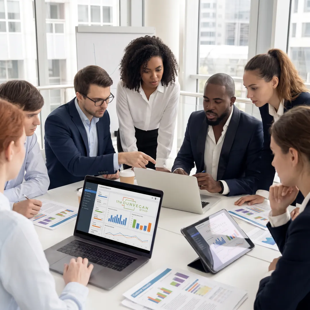 Business leaders reviewing market research findings