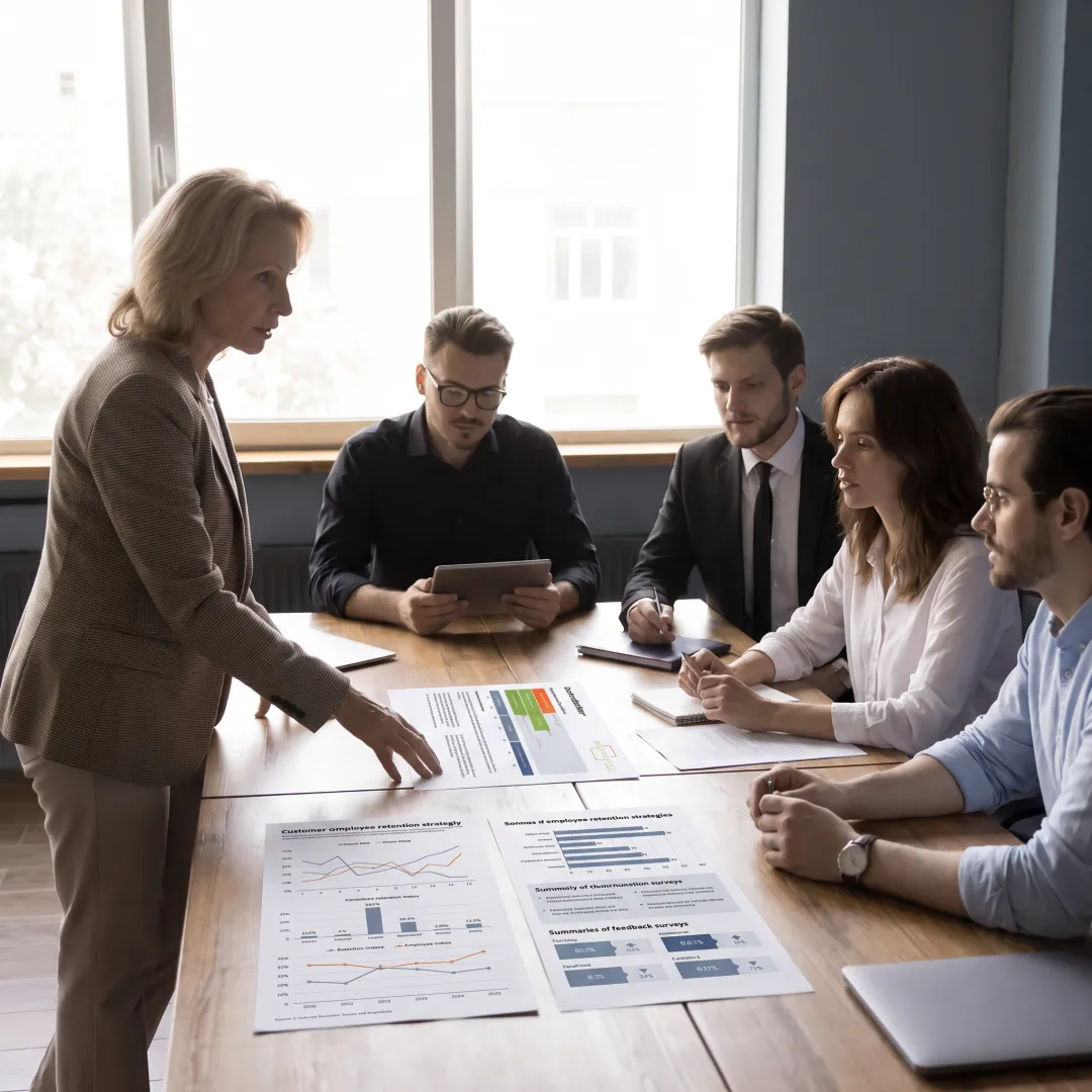 Consultant presenting B2B retention strategy