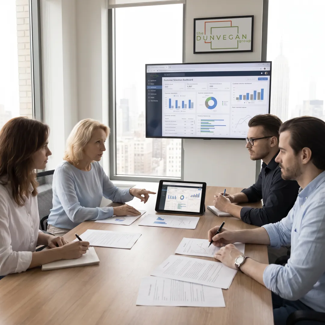 B2B research team reviewing market insights