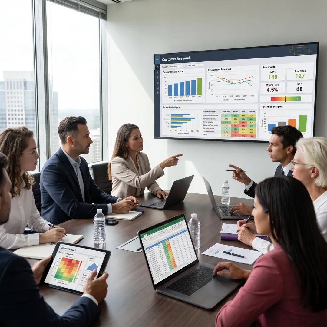 Business leaders reviewing market research findings