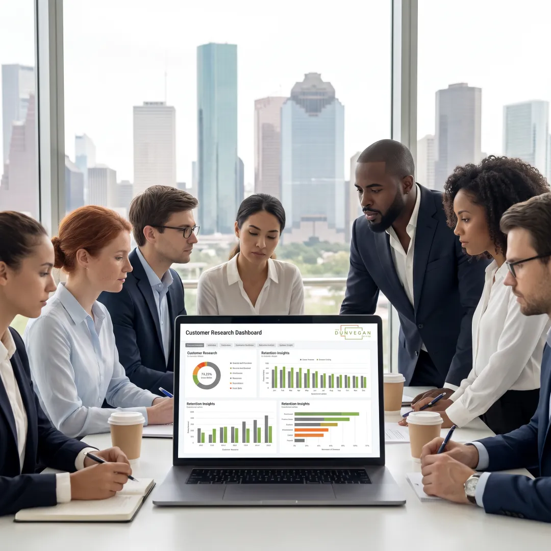 Business leaders reviewing market research findings