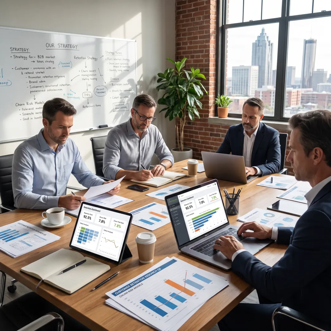 B2B consultants reviewing customer research