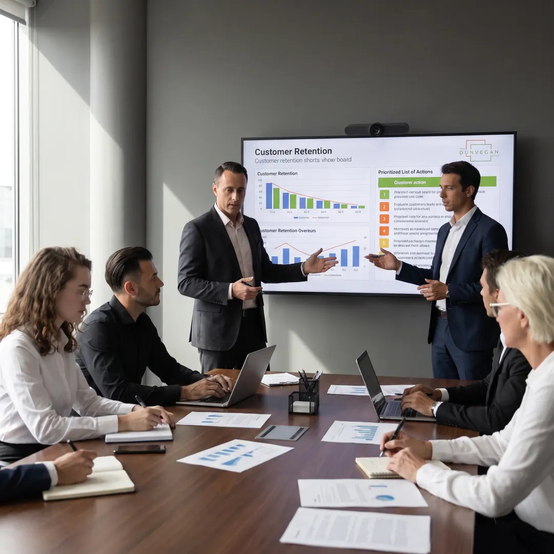 Consultants presenting retention insights