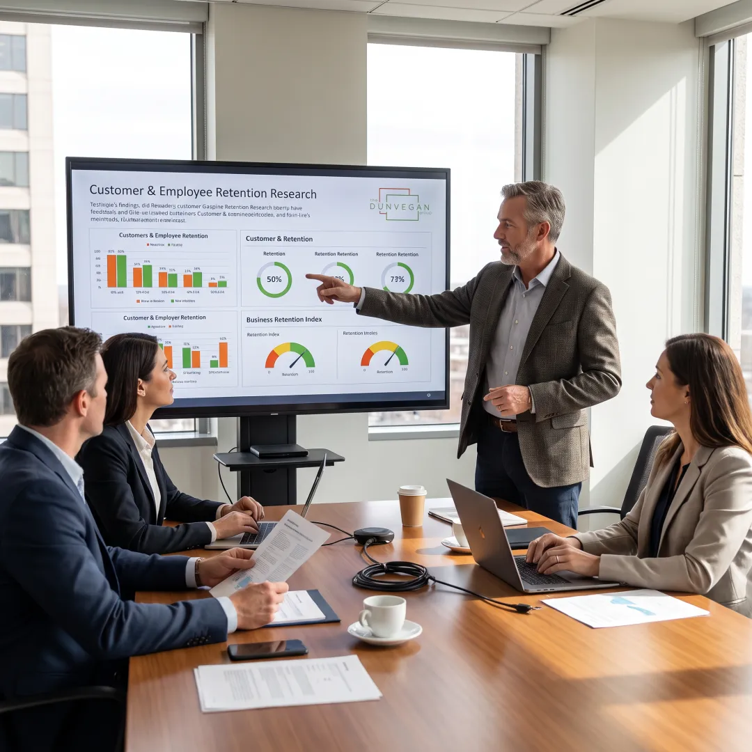 Consultant presenting retention research to executives