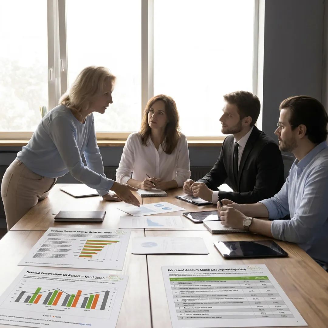 Consultant presenting retention research to executives
