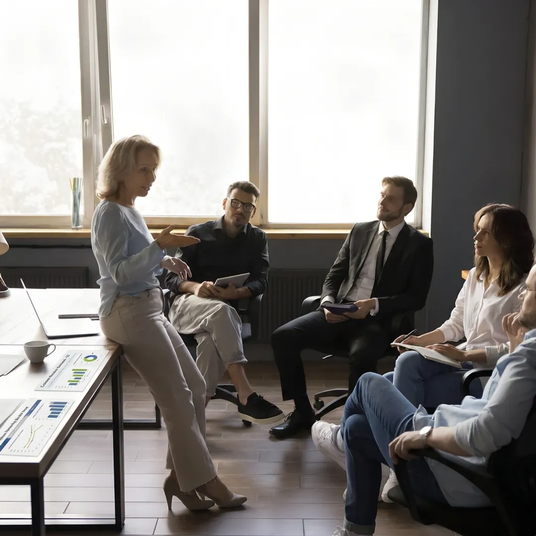 Business leaders reviewing revenue growth insights
