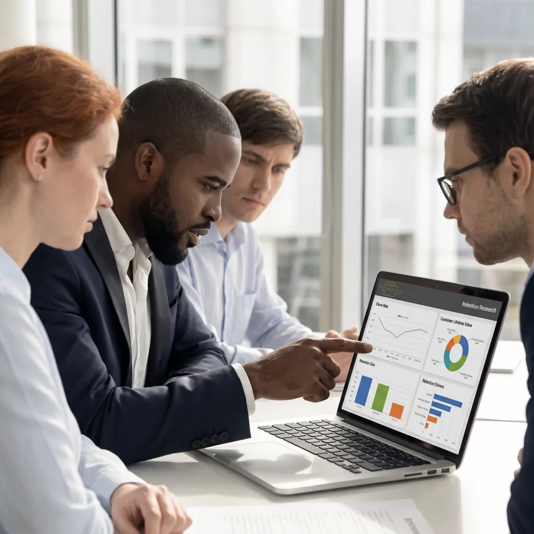 Business leaders reviewing strategic customer insights