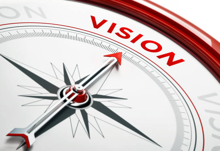 compass pointing to vision