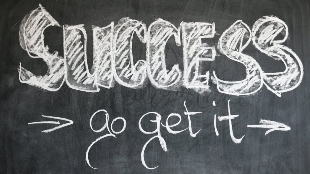 motivational message - Success, go get it - written on chalkboadr